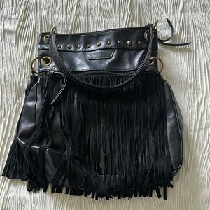 BCBGeneration Black Fringe Shoulder Bag
